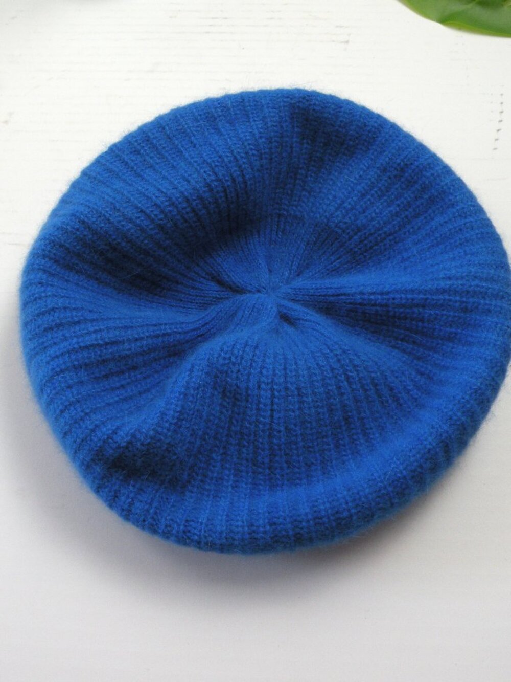 Vintage 80s Womens Liz Claiborne Accessories Cobalt Blue Angora Blend Beret OS